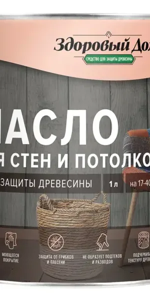 Масло для стен и потолков Здоровый дом цвет орех 1 л