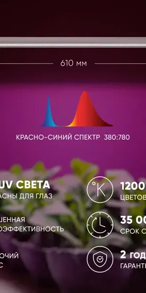 Фитолампа светодиодная линейная для растений Эра Fito G13 9 В 220 Вт 296 Лм красно-синий спектр розовый свет