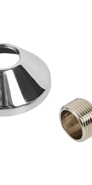Эксцентрик Valtec с декоративной чашкой 3/4"х1/2", наружная резьба, никелированная латунь VTr.670.N.0504
