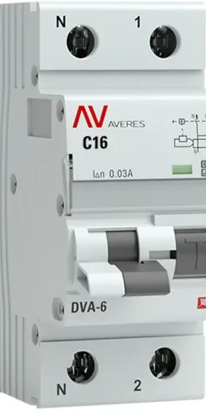 Дифференциальный автомат EKF Averes DVA-6 1P N C16 A 30 мА 6 кА A
