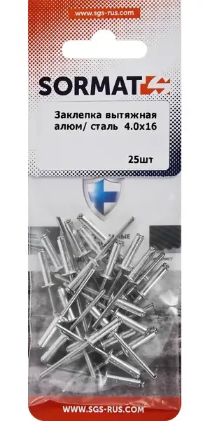 Заклепка вытяжная Sormat 4x16 мм, 25 шт.