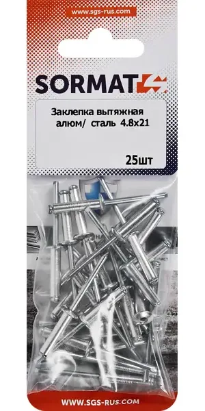 Заклепка вытяжная Sormat 4.8X21 мм, 25 шт.