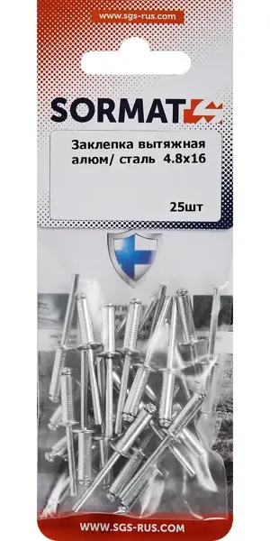 Заклепка вытяжная Sormat 4.8x16 мм, 25 шт.