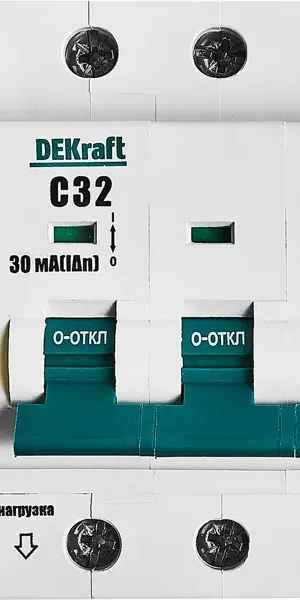 Дифференциальный автомат Dekraft АВДТ 3P N C32 А 30 мА 6 кА C16215DEK