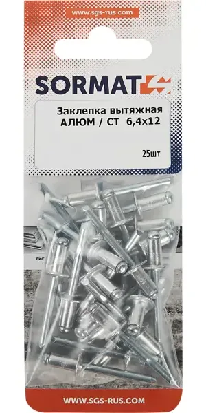 Заклепка вытяжная Sormat 6.4x12 мм, 25 шт.