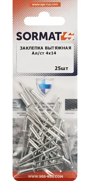 Заклепка вытяжная Sormat 4x14 мм, 25 шт.