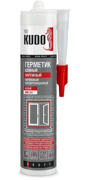 Герметик акриловый Kudo паропроницаемый шовный наружный белый 280 мл