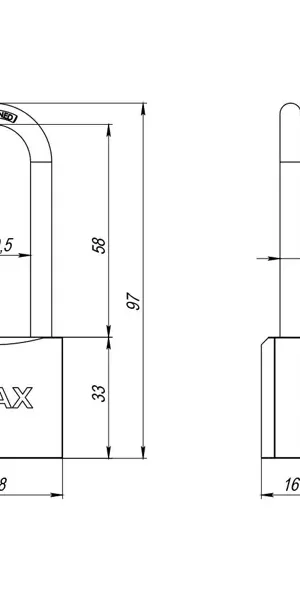 Замок навесной Ajax PD-0138-L 33x20.5 мм чугун