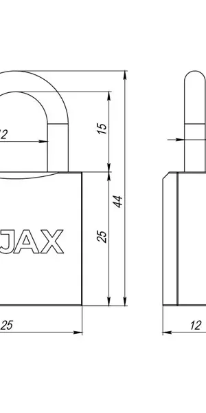 Замок навесной Ajax PD-0125 25x12 мм чугун