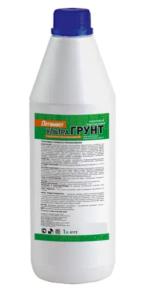 Грунтовка для сухих и влажных помещений Оптимист Ультрагрунт белая 1 л