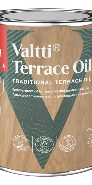 Масло для террас и садовой мебели Tikkurila Valtti Terrace Oil База ЕС бесцветное 0.9 л