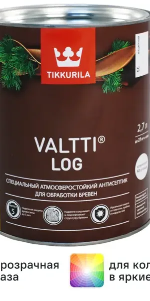 Антисептик для дерева Tikkurila Valtti Log база ЕС 2.7 л