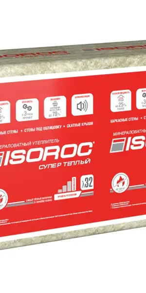 Утеплитель Isoroc СуперТёплый 50 мм 10 шт 610x1000 мм 6.1 м²