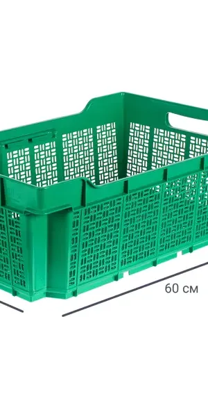 Ящик полимерный многооборотный 60x40x22 см пластик без крышки цвет зеленый