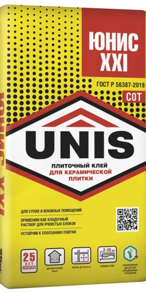 Клей плиточный Юнис XXI 25 кг