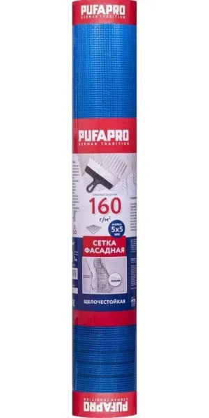 Сетка фасадная стеклотканевая Pufapro 5х5 мм 160г/м2 1х50м синяя