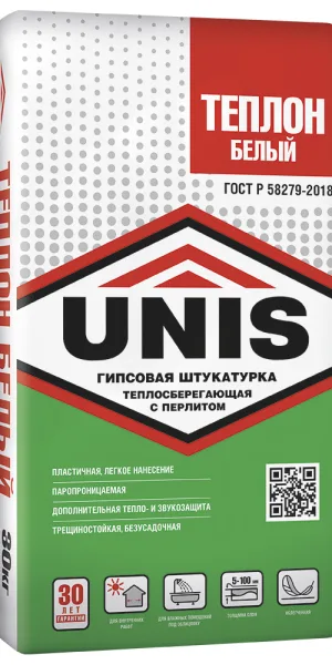 Штукатурка гипсовая Юнис Теплон белый 30 кг
