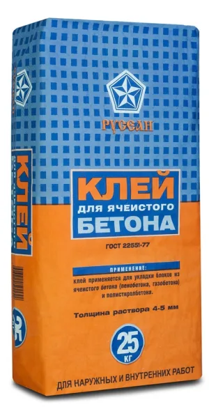 Клей для ячеистого бетона Русеан 25 кг