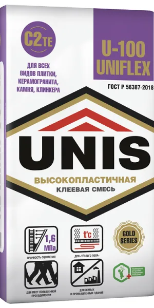 Клей плиточный Unis Uniflex U-100 25 кг