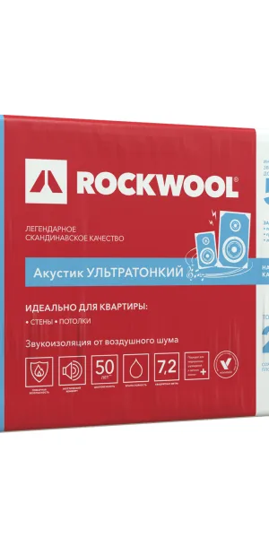 Звукоизоляция Роквул Акустик Баттс Ультратонкий 1000х600х27 мм 12шт 7.2м2 0.19м3