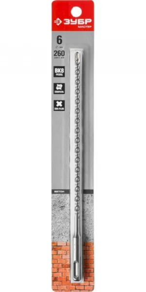 Бур 6х260 мм по бетону SDS+ Зубр 29315-260-06