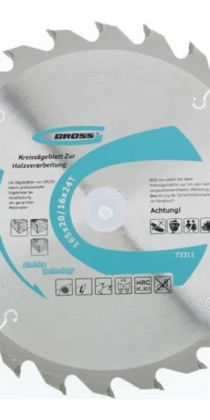 Диск пильный 165x20/16x24Т мм Gross