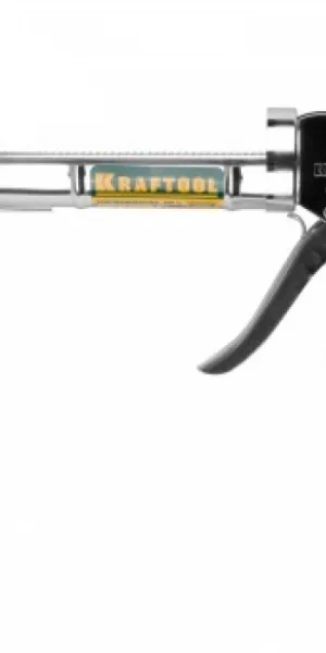 Пистолет для герметиков 320 мл, KRAFTOOL полукорпусной хром. Зубчатый сток