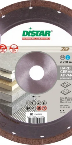 Диск алмазный Distar 250 Hard Ceramics Advansed 250х1.3х10х25.4 7D 11120349019