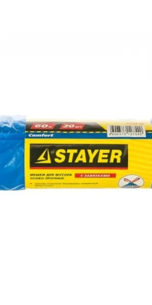 Мешки для мусора Stayer комфорт ОСОБОПРОЧНЫЕ 60л/20шт (в рулоне)