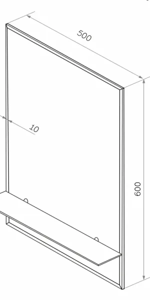 Mirror with shelf rectangular 50x60 cm Continent Rectangle (B134)