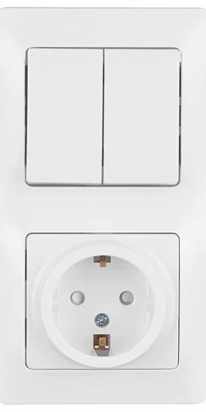 Switch and socket unit Systeme Electric Glossa double flush-mounted white with shutters (GSL000174)