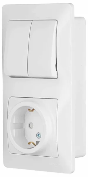 开关插座单元 Systeme Electric Glossa 双联嵌入式白色带防尘盖 (GSL000174)