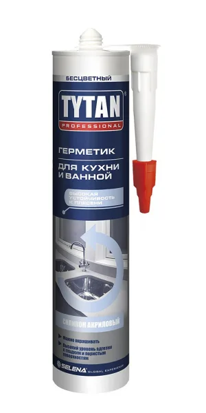 Герметик силикон-акриловый Tytan Professional для кухни и ванной, прозрачный, 280 мл