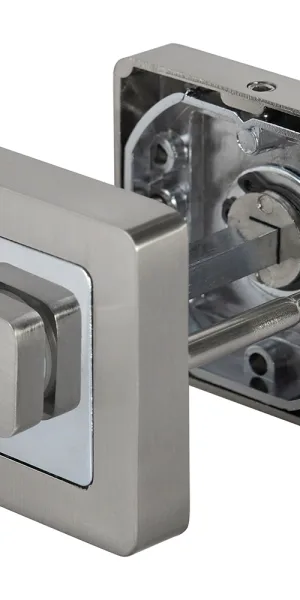 Interior door lockset Punto QR SN/CP-3 square rosette matte nickel/chrome