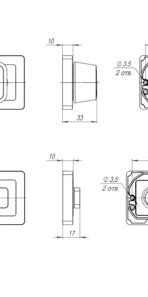 Interior door lockset Punto QR SN/CP-3 square rosette matte nickel/chrome