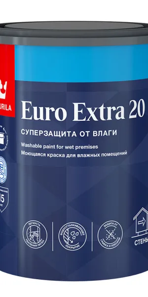 Краска моющаяся Tikkurila/Tikkivala Euro Extra 20 база А белая 0,9 л