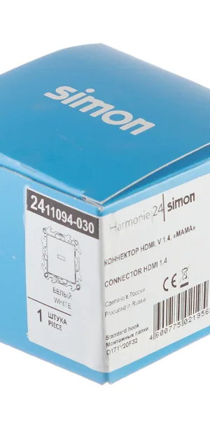 Розетка HDMI Simon 24 Harmonie встраиваемая белая (2411094-030)