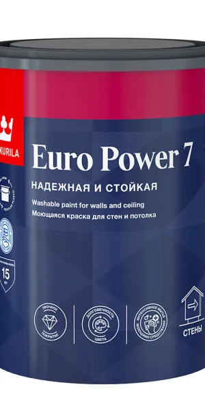 Краска моющаяся Tikkurila/Tikkivala Euro Power 7 база С бесцветная 0,9 л