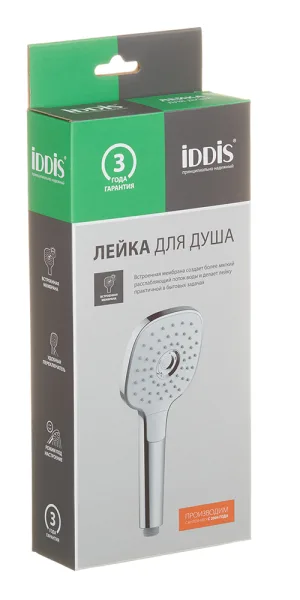 Лейка для душа Iddis Sena 112х255 мм 3 режима без шланга пластик белая/хром (SEN3F00i18)