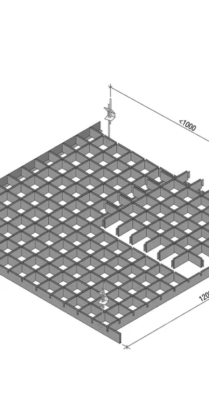 Grillato ceiling element 100x100x40x10 mm "male" 0.6 m matte white