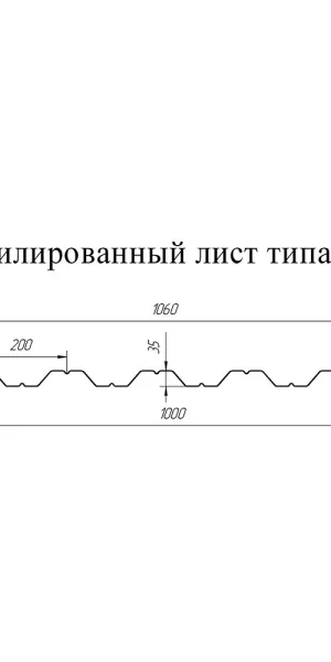 Профнастил НС35 1,06х2 м, 0,5 мм, оцинкованный