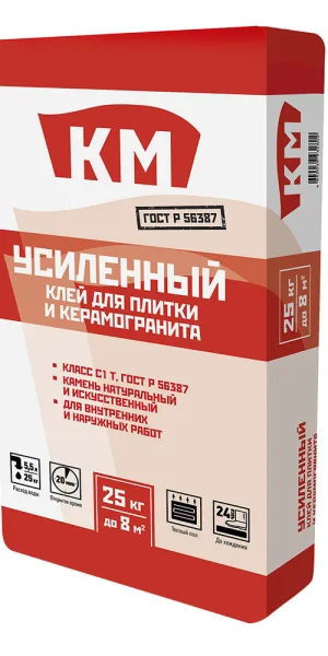 Tile/porcelain stoneware/stone adhesive KM Reinforced gray class C1 T 25 kg