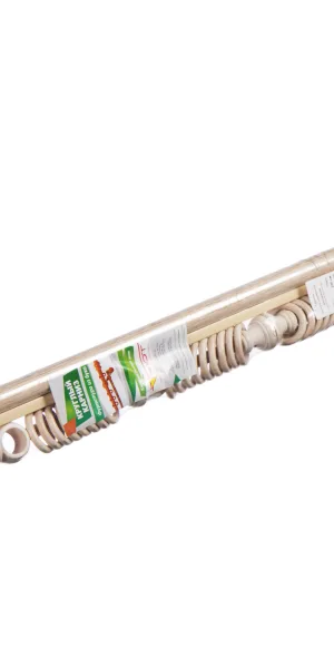 Wooden wall-mounted double-row round curtain rod, 250 cm, 28 mm diameter, bleached oak