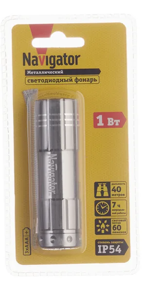 Handheld flashlight Navigator (949287) LED 9 LED 1 W on AAA batteries, aluminum