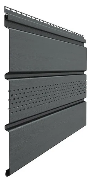 PVC soffit with central perforation Docke Standard graphite gray RAL 7024 3000x305 mm