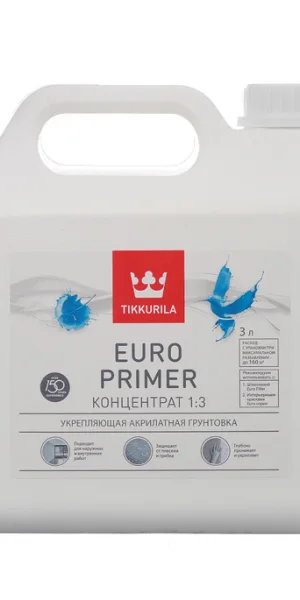 Грунт Tikkurila/Tikkivala Euro Primer 3 л концентрат 1:3