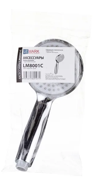 Лейка для душа Lemark d100 мм 1 режим без шланга пластик хром (LM8001C)