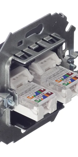 Розетка компьютерная Simon 15 встраиваемая графит 2хRJ45 (1591593-038)