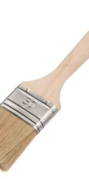 Кисть плоская натуральная щетина деревянная ручка Wenzo Wood 50х14 мм для эмалей и лаков на алкидной основе