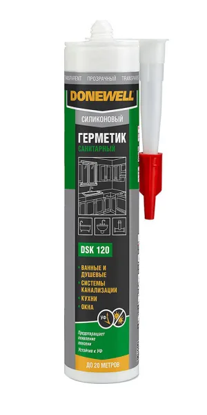 Герметик силиконовый санитарный DoneWell DSK-120 прозрачный 260 мл